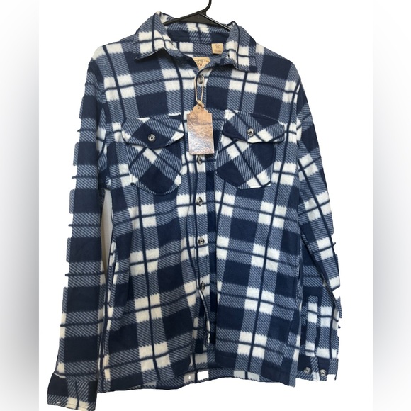 Telluride Jackets & Blazers - NWT- Telluride Blue and White Plaid Fleece Flannel. Size Small
